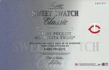 2003 Flair Greats - Sweet Swatch Classic Bat #NNO Kirby Puckett Back