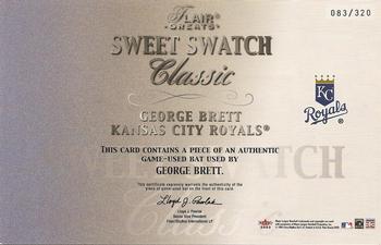 2003 Flair Greats - Sweet Swatch Classic Bat #NNO George Brett Back