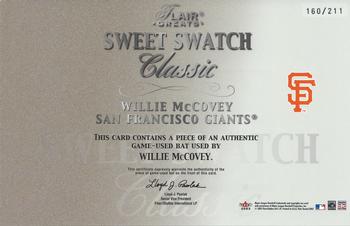2003 Flair Greats - Sweet Swatch Classic Bat #NNO Willie McCovey Back