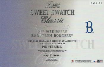 2003 Flair Greats - Sweet Swatch Classic Bat #NNO Pee Wee Reese Back