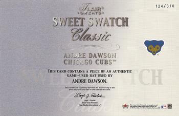 2003 Flair Greats - Sweet Swatch Classic Bat #NNO Andre Dawson Back
