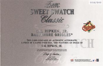 2003 Flair Greats - Sweet Swatch Classic Bat Image Autographs #NNO Cal Ripken, Jr. Back