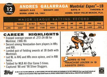 2017 Topps Archives #12 Andres Galarraga Back