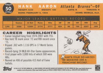 2017 Topps Archives #50 Hank Aaron Back