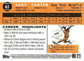 2017 Topps Archives #61 Gary Carter Back