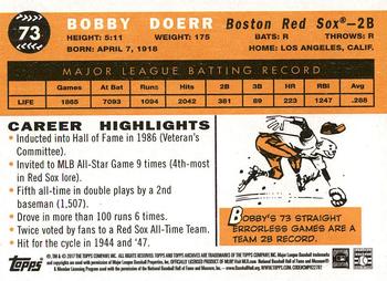 2017 Topps Archives #73 Bobby Doerr Back