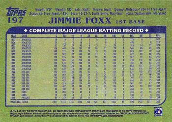 2017 Topps Archives #197 Jimmie Foxx Back