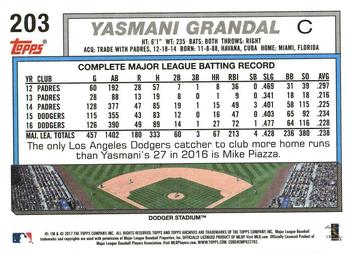 2017 Topps Archives #203 Yasmani Grandal Back