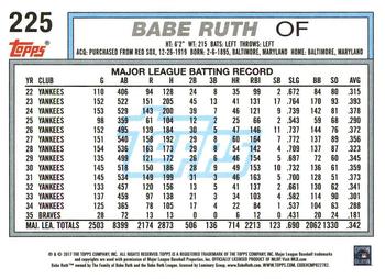 2017 Topps Archives #225 Babe Ruth Back