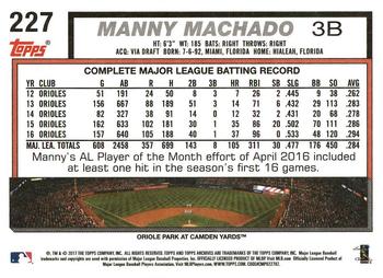 2017 Topps Archives #227 Manny Machado Back