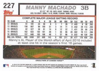 2017 Topps Archives #227 Manny Machado Back