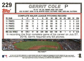 2017 Topps Archives #229 Gerrit Cole Back
