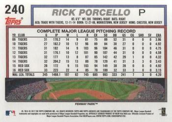 2017 Topps Archives #240 Rick Porcello Back