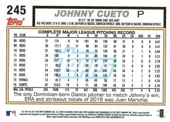 2017 Topps Archives #245 Johnny Cueto Back