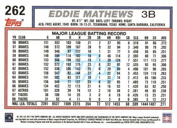 2017 Topps Archives #262 Eddie Mathews Back