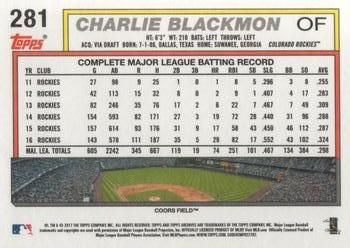 2017 Topps Archives #281 Charlie Blackmon Back