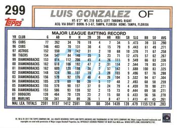 2017 Topps Archives #299 Luis Gonzalez Back