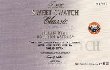 2003 Flair Greats - Sweet Swatch Classic Jersey #NNO Nolan Ryan Back