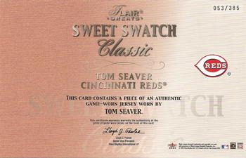2003 Flair Greats - Sweet Swatch Classic Jersey #NNO Tom Seaver Back