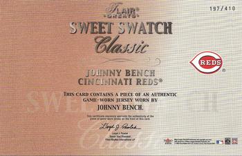 2003 Flair Greats - Sweet Swatch Classic Jersey #NNO Johnny Bench Back