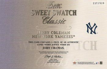 2003 Flair Greats - Sweet Swatch Classic Jersey #NNO Jerry Coleman Back