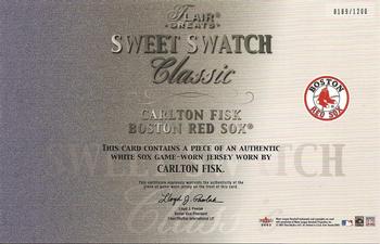 2003 Flair Greats - Sweet Swatch Classic Jersey #NNO Carlton Fisk Back