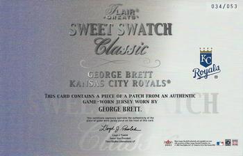 2003 Flair Greats - Sweet Swatch Classic Patch #NNO George Brett Back
