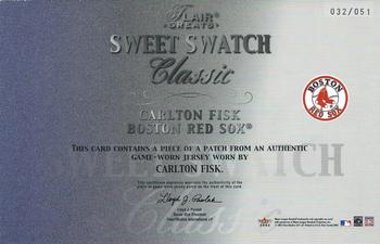 2003 Flair Greats - Sweet Swatch Classic Patch #NNO Carlton Fisk Back