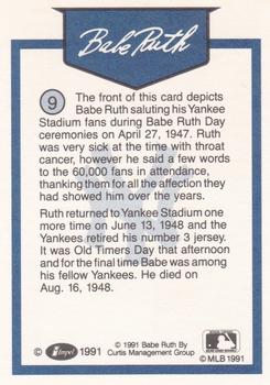 1991 Line Drive Babe Ruth #9 Babe Ruth Back