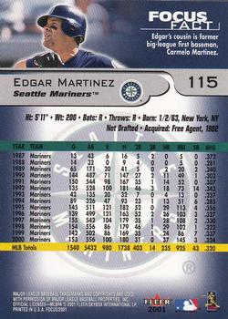 2001 Fleer Focus #115 Edgar Martinez Back