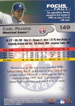 2001 Fleer Focus #149 Carl Pavano Back