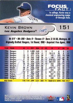 2001 Fleer Focus #151 Kevin Brown Back