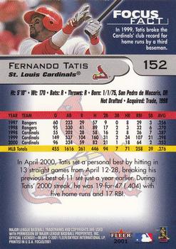 2001 Fleer Focus #152 Fernando Tatis Back