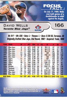 2001 Fleer Focus #166 David Wells Back