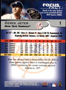 2001 Fleer Focus #1 Derek Jeter Back