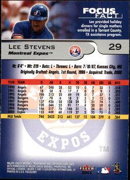 2001 Fleer Focus #29 Lee Stevens Back