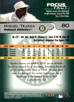 2001 Fleer Focus #80 Miguel Tejada Back