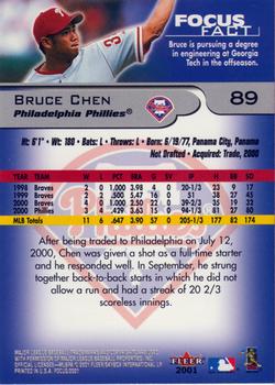 2001 Fleer Focus #89 Bruce Chen Back