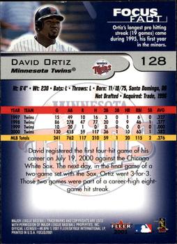 2001 Fleer Focus #128 David Ortiz Back