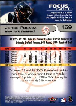 2001 Fleer Focus #159 Jorge Posada Back
