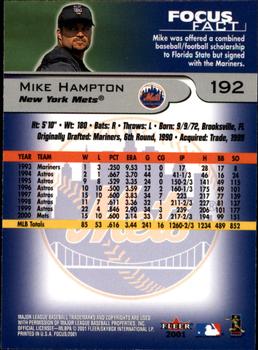 2001 Fleer Focus #192 Mike Hampton Back