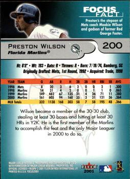 2001 Fleer Focus #200 Preston Wilson Back