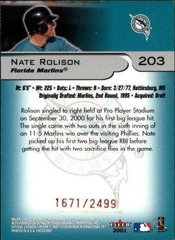 2001 Fleer Focus #203 Nate Rolison Back