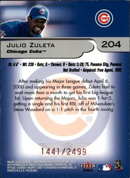 2001 Fleer Focus #204 Julio Zuleta Back