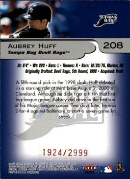 2001 Fleer Focus #208 Aubrey Huff Back
