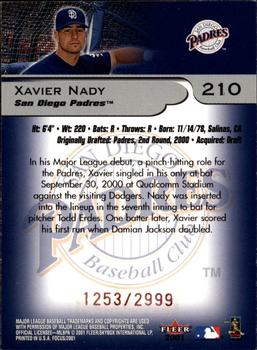 2001 Fleer Focus #210 Xavier Nady Back