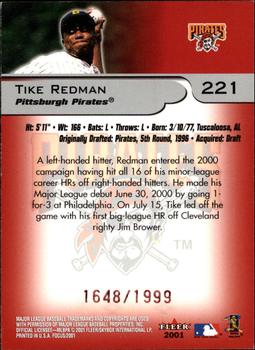 2001 Fleer Focus #221 Tike Redman Back
