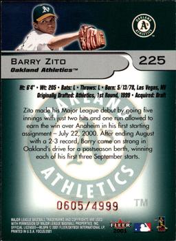 2001 Fleer Focus #225 Barry Zito Back