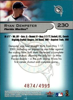 2001 Fleer Focus #230 Ryan Dempster Back