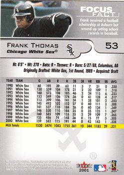 2001 Fleer Focus #53 Frank Thomas Back